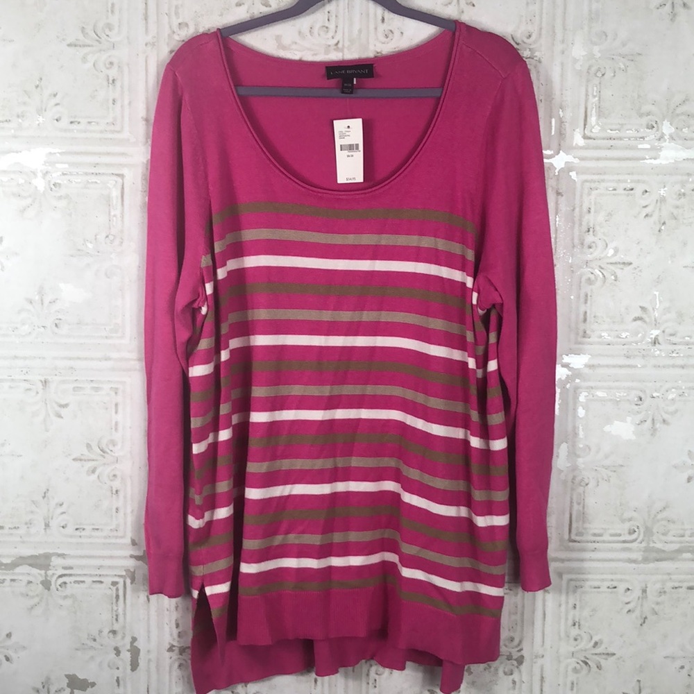 Lane Bryant |‎ Pink Striped Sweater